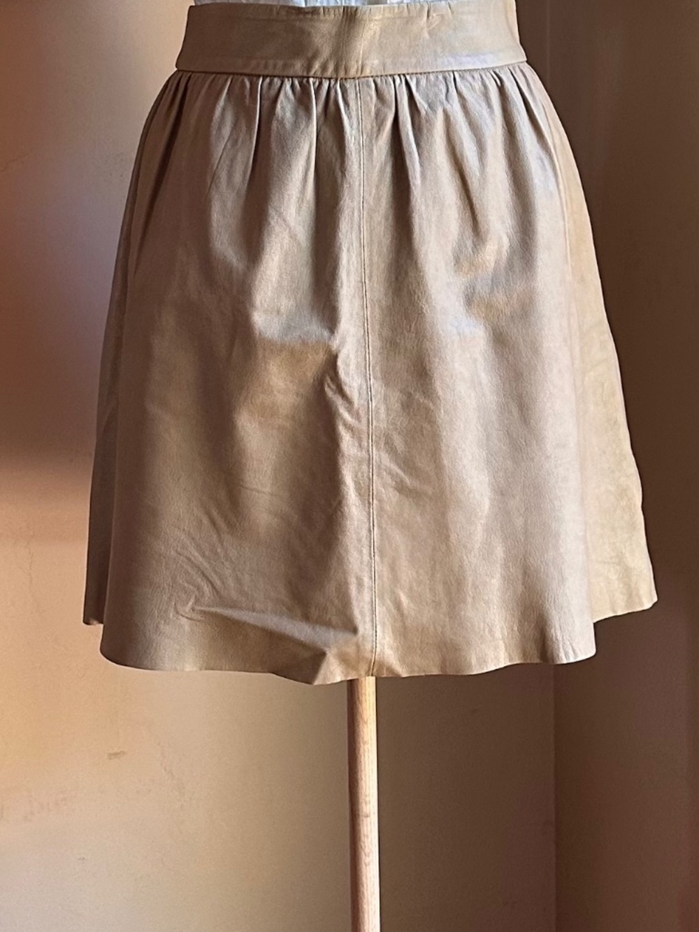 Alice + Olivia Beige Leather Mini Skirt